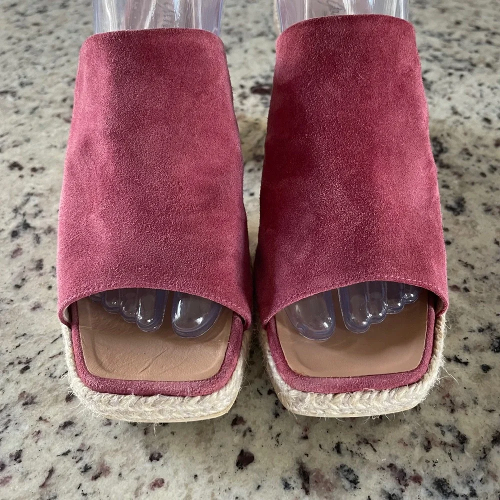 Gaimo Colette Espadrille Mule Women 41 Dark Ant Rose‎ Suede Sq Peep Toe Spain